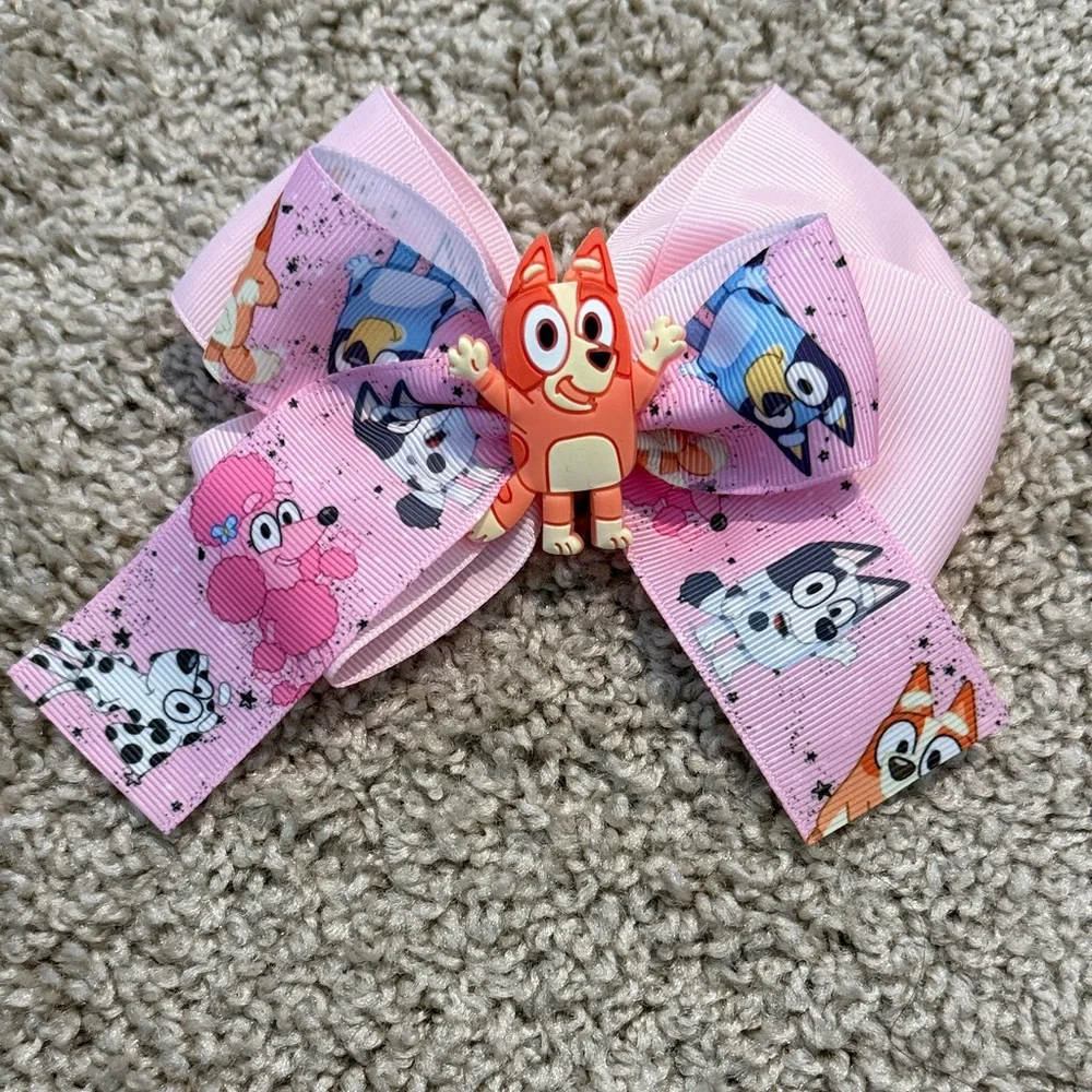 Pink Cartoon Character Hair Bow for Kids